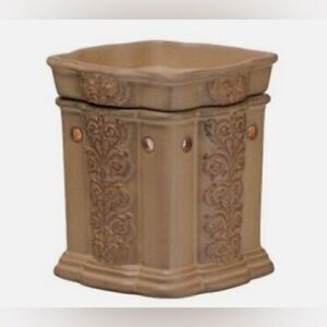 Scentsy Trellis Full Size Wax Warmer Tuscan Golden Tan Brown Beige Floral Greek